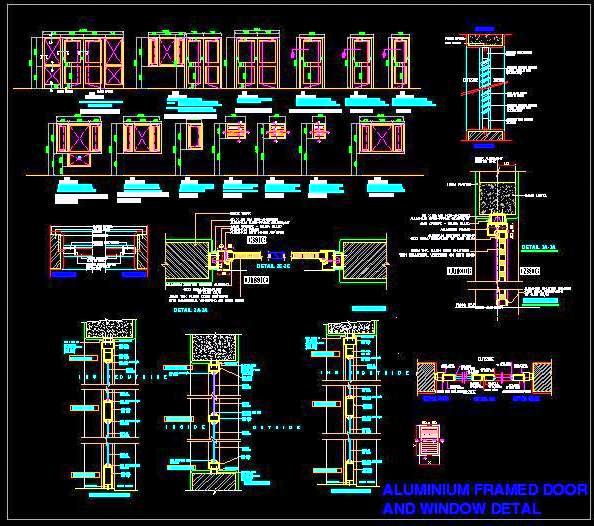 Aluminum Doors, Windows, & Glazing Details- AutoCAD DWG